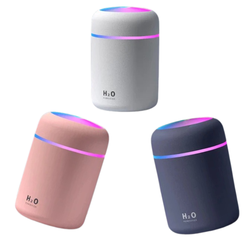 Mini-Luftbefeuchter und Aroma-Diffusor 300ml USB – LED-Licht, Ultraschall, 2 Sprühmodi, leise