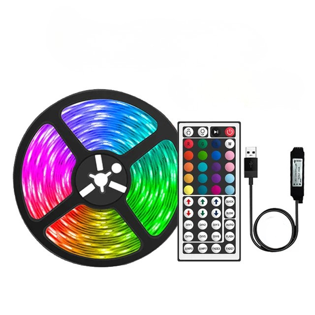 RGB LED Lichtstreifen 1–30 m – USB 5V – Bluetooth, WLAN oder 44-Key Fernbedienung – App steuerbar - Musik Sync