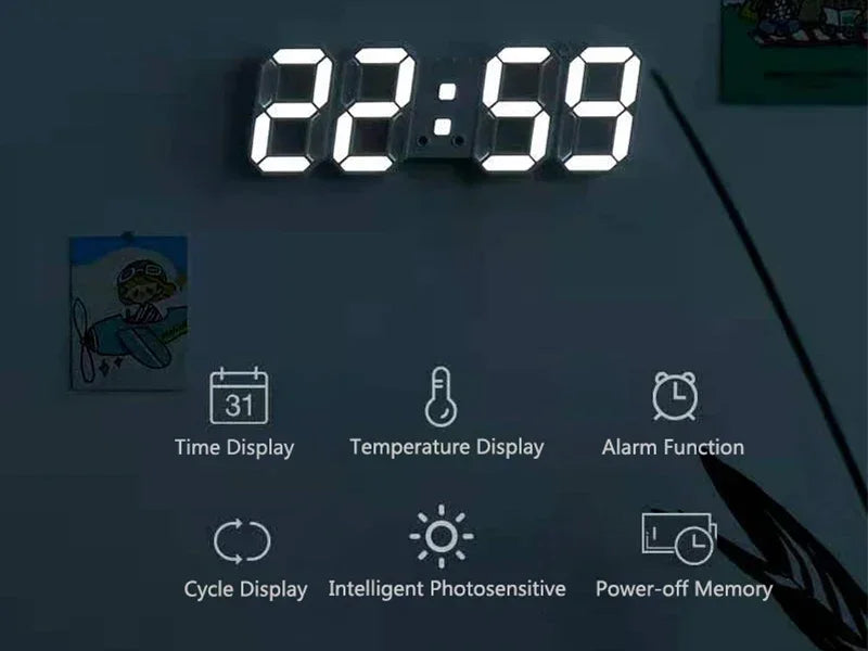 Moderne 3D LED Digitaluhr mit Temperaturanzeige und Weckfunktion