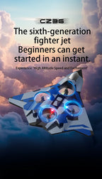 RC Flugzeug mit Fernbedienung und LED Beleuchtung, wiederaufladbares Kampfjet Spielzeug mit Ein Tasten Start und Landung, Stunt Flugzeug für Kinder und Anfänger Indoor Outdoor