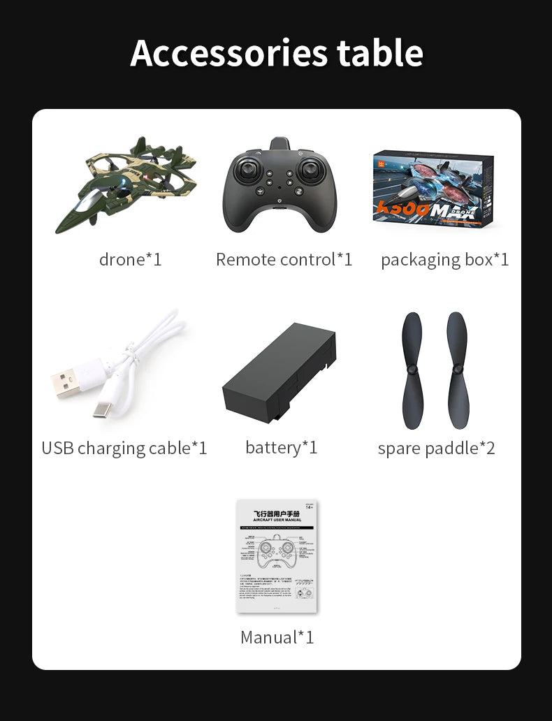 RC Flugzeug mit Fernbedienung und LED Beleuchtung, wiederaufladbares Kampfjet Spielzeug mit Ein Tasten Start und Landung, Stunt Flugzeug für Kinder und Anfänger Indoor Outdoor