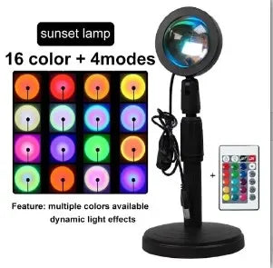 Sunset Projector Lamp – LED Sunset Light with 7 Colors, 360 Degree Rotation and USB – Perfect Decorative and Photo Lamp for Home