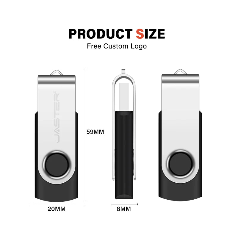 USB 3.0 Metal USB Stick – Rotatable Mini Pendrive 4–64 GB, Robust and High-Speed