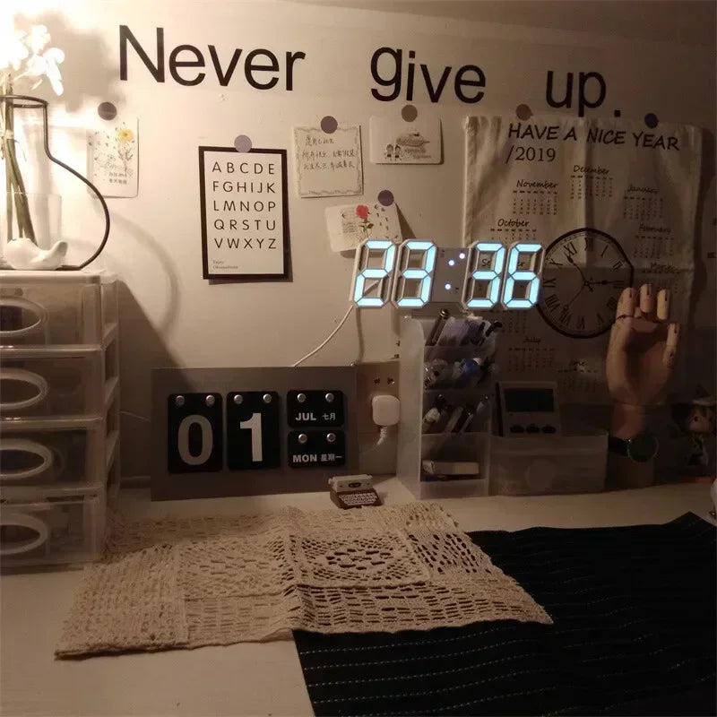 Moderne 3D LED Digitaluhr mit Temperaturanzeige und Weckfunktion