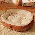 Plush oval pet bed for dogs and cats – Washable, breathable all-season cushion for all sizes