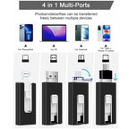 4-in-1 USB flash drive for iPhone, iPad, Android and PC – USB 3.0 metal pen drive 32–256 GB external storage