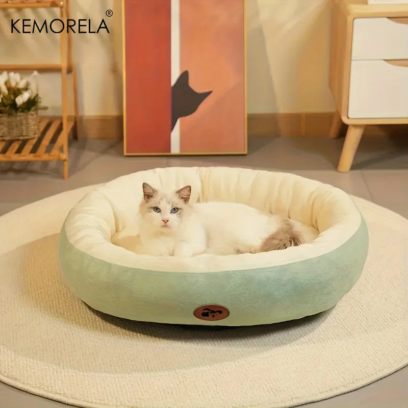 Plush oval pet bed for dogs and cats – Washable, breathable all-season cushion for all sizes