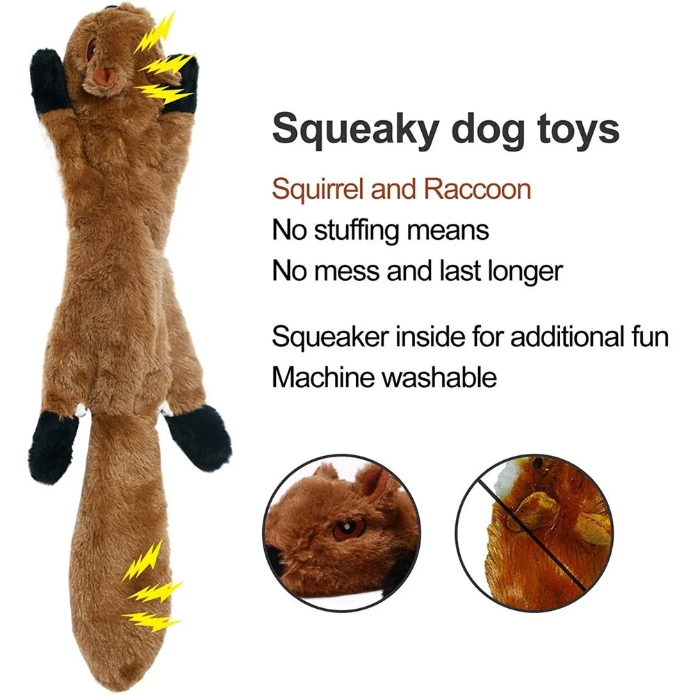Fill-free dog toy with squeaker – Durable plush chew toy with crinkle effect for dogs
