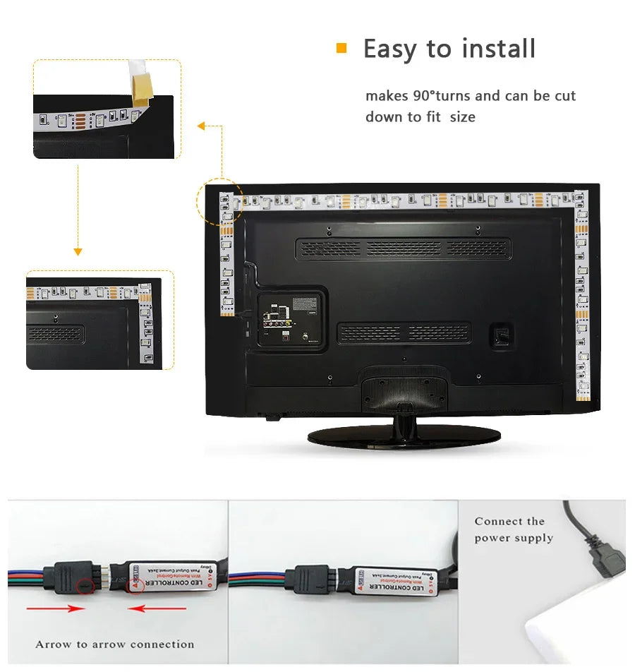 RGB LED Lichtstreifen 1–30 m – USB 5V – Bluetooth, WLAN oder 44-Key Fernbedienung – App steuerbar - Musik Sync