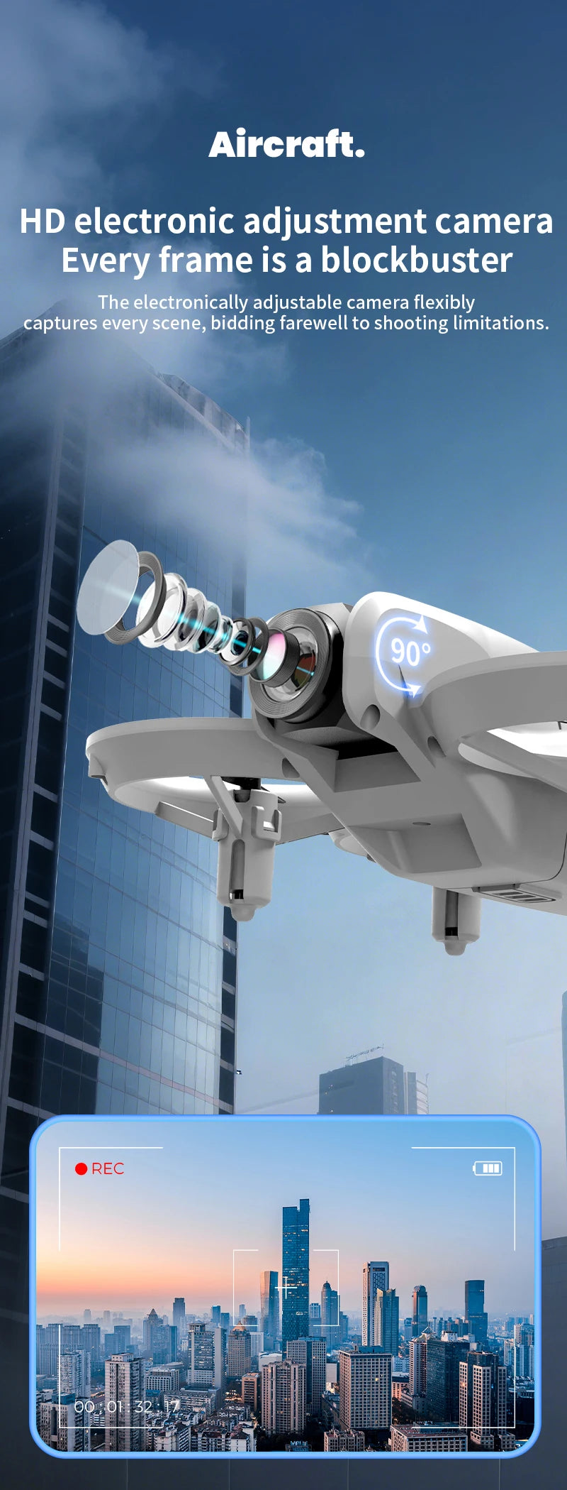 H135 Mini-Drone – Faltbarer 4K Dual-Kamera FPV Quadcopter mit WIFI, Höhenhaltung & 180° elektrischer Kamerasteuerung