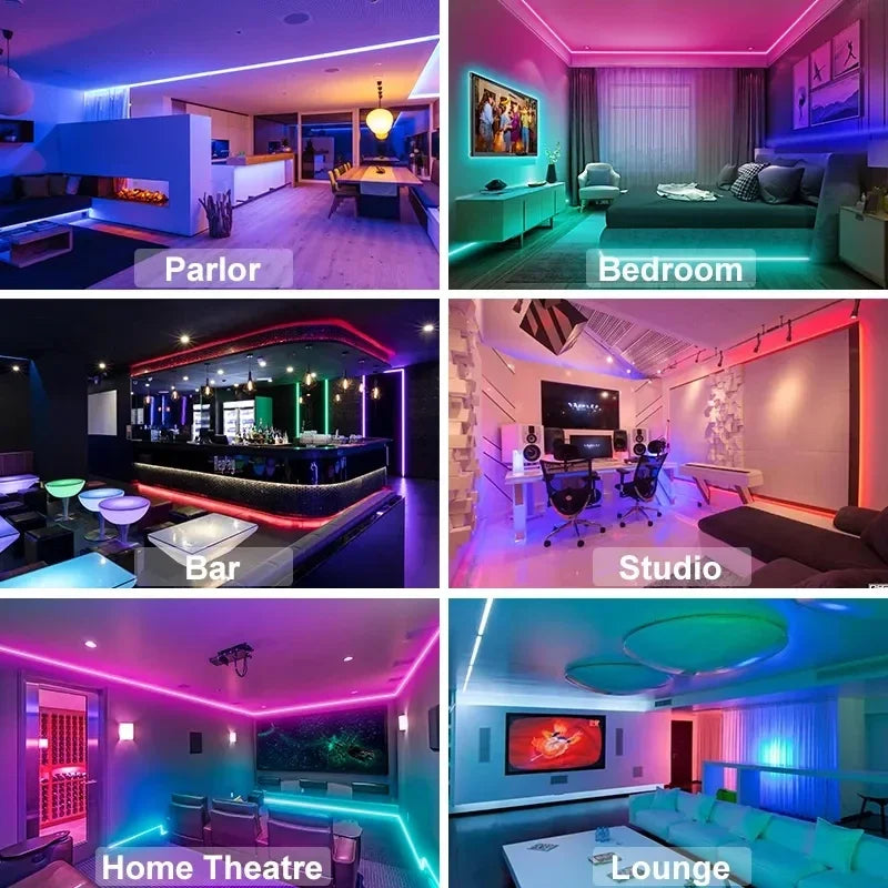 RGB LED Lichtstreifen 1–30 m – USB 5V – Bluetooth, WLAN oder 44-Key Fernbedienung – App steuerbar - Musik Sync