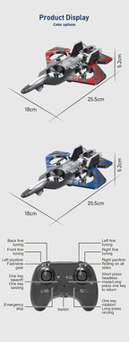 RC Flugzeug mit Fernbedienung und LED Beleuchtung, wiederaufladbares Kampfjet Spielzeug mit Ein Tasten Start und Landung, Stunt Flugzeug für Kinder und Anfänger Indoor Outdoor