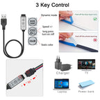 LED TV backlight – RGB USB LED strip with 3-button control, self-adhesive and flexible