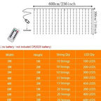 USB LED Curtain Lights – 3m / 6m Window String Lights with Remote Control, 8 Modes and up to 600 LEDs