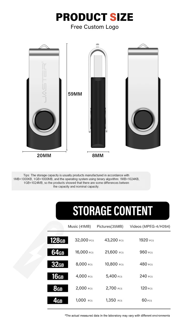 USB 3.0 Metal USB Stick – Rotatable Mini Pendrive 4–64 GB, Robust and High-Speed