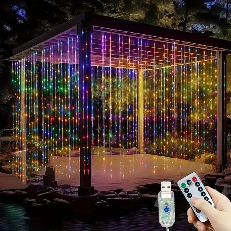 USB LED Curtain Lights – 3m / 6m Window String Lights with Remote Control, 8 Modes and up to 600 LEDs