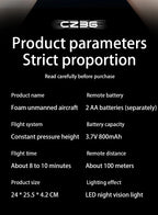 RC Flugzeug mit Fernbedienung und LED Beleuchtung, wiederaufladbares Kampfjet Spielzeug mit Ein Tasten Start und Landung, Stunt Flugzeug für Kinder und Anfänger Indoor Outdoor