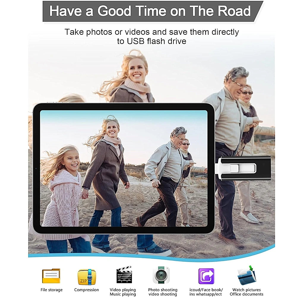 4-in-1 USB flash drive for iPhone, iPad, Android and PC – USB 3.0 metal pen drive 32–256 GB external storage