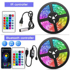 RGB LED Lichtstreifen 1–30 m – USB 5V – Bluetooth, WLAN oder 44-Key Fernbedienung – App steuerbar - Musik Sync